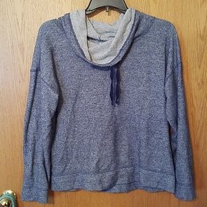 Heathered blue cowl neck sweatshirt